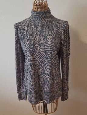 Jane and Delancey Zebra-Print Turtleneck Long Sleeve Top